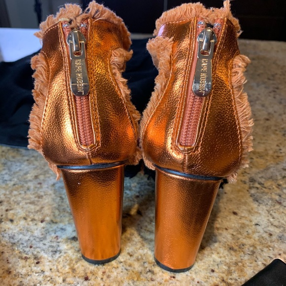 CAPE ROBBIN Orange Lace Up Fringe Ankle Wrap Heels - Picture 4 of 6